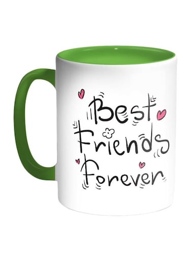 Best Friends For Ever Printed Coffee Mug Green/White/Black 325ml