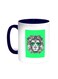 A Lion Wearing Glasses Printed Coffee Mug Blue/White 11ounce