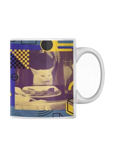 Ceramic Printed Mug Black/Beige/Yellow