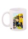 School Bus Printed Coffee Mug White/Yellow/Blue 11ounce