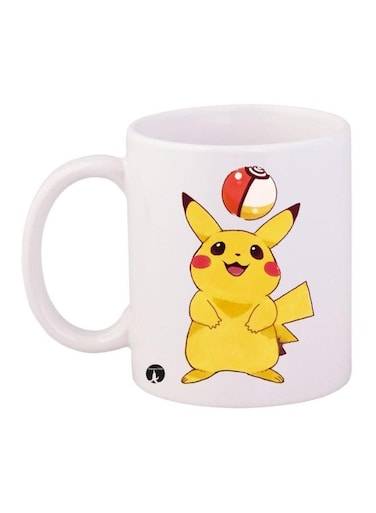 Printed Ceramic Cup White/Yellow/Red