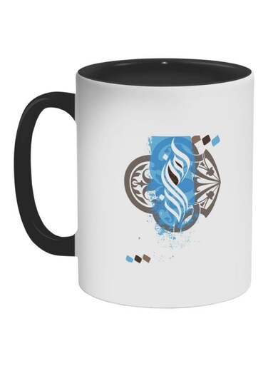 Ramadan Kareem Printed Coffee Mug Black/White/Blue 325ml