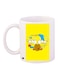 Cartoon Printed Coffee Mug White/Yellow/Blue 11ounce