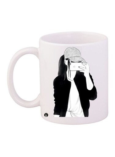 Girl Printed Coffee Mug White/Grey/Black 11ounce