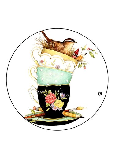 Bird Printed Fridge Magnet Round Multicolour