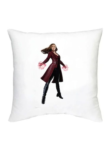 Wonder Woman Printed Decorative Cushion White/Red/Black 16x16inch