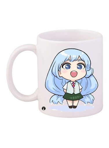 Cartoon Printed Coffee Mug White/Blue/Green 11ounce