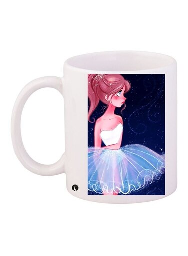 Printed Coffee Mug White/Blue/Pink 11ounce