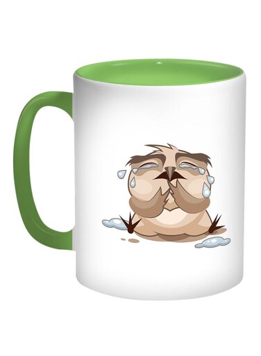 Owl Printed Coffee Mug Green/White/Brown
