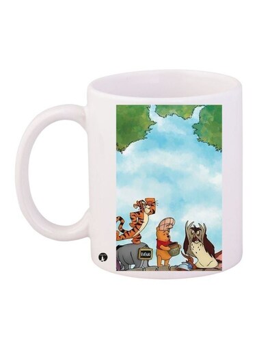 Cartoon Printed Coffee Mug White/Blue/Green 11ounce