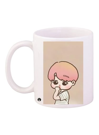 Cartoon Printed Coffee Mug White/Brown/Beige 11ounce