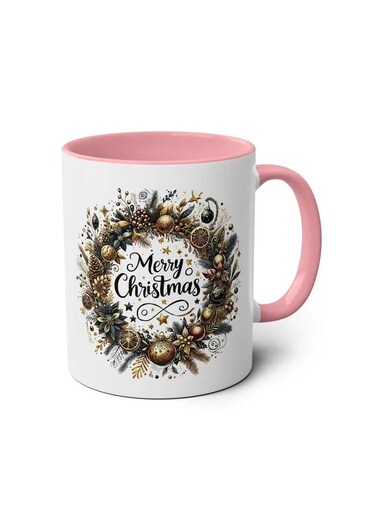 1pc 11OZ Ceramic Merry Christmas Coffee Mug - Double-Sided Printed Holiday Cup, Festive Gift for Men &amp; Women, Ideal for Office, Dorm, School - Seasonal Tea &amp; Coffee Mug Pink