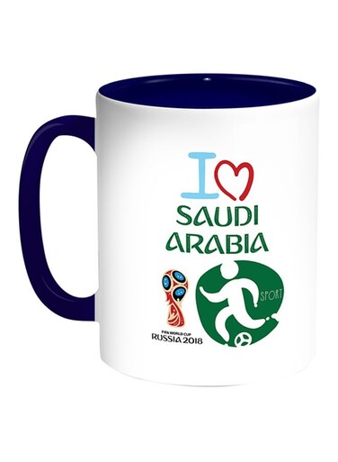FIFA World Cup 2018 I Love Saudi Arabia Printed Coffee Mug White/Blue 11ounce