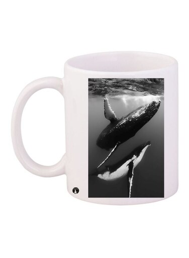 Dolphin Printed Coffee Mug White/Grey 11ounce