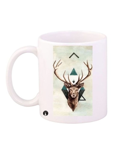 Deer Printed Mug White/Beige/Brown Standard Size