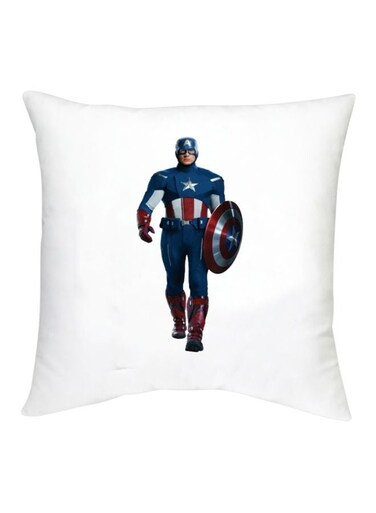 Captain America Printed Decorative Cushion White/Blue/Red 16x16inch