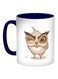 Cartoon Drawings Owl Printed Coffee Mug Blue/White/Brown