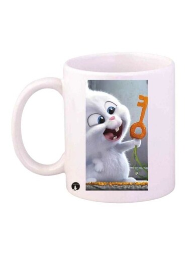 Cute Rabbit Printed Coffee Mug White/Orange