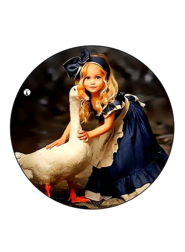 Girl Printed Fridge Magnet Round Multicolour
