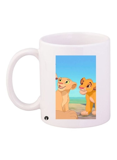 Lion King Printed Coffee Mug White/Blue/Brown 11ounce