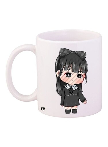 Animated Girl Printed Coffee Mug White/Grey/Beige 11ounce