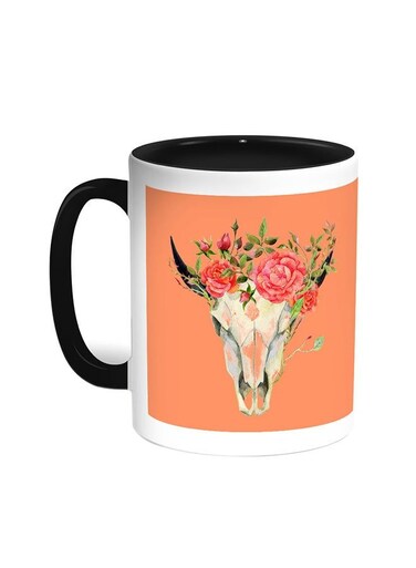 Abstract Art Of The Skull Of A Deer Printed Coffee Mug Black/White 11ounce