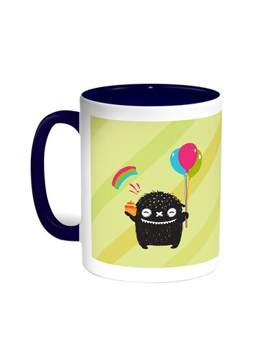 Cartoon Drawing - The Joy Of Eid Printed Coffee Mug Blue/White 11ounce