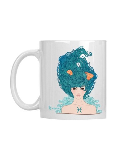 Pisces Zodiac Mug White/Blue 22cm
