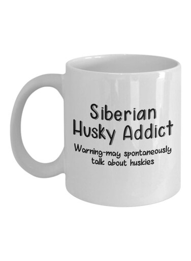 Siberian Husky Addict Printed Coffee Mug White/Black