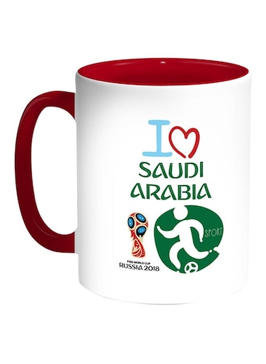 FIFA World Cup 2018 I Love Saudi Arabia Printed Coffee Mug White/Red 11ounce