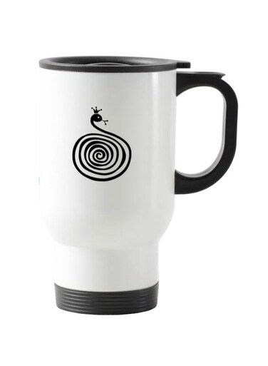 Cute Snake Printed Travel Mug White 13centimeter