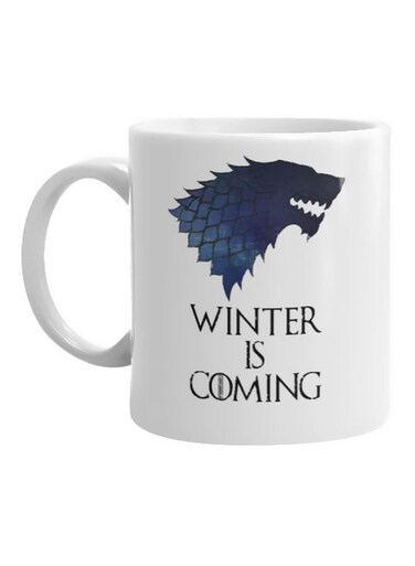 Winter Is Coming Printed Mug White/Black/Blue