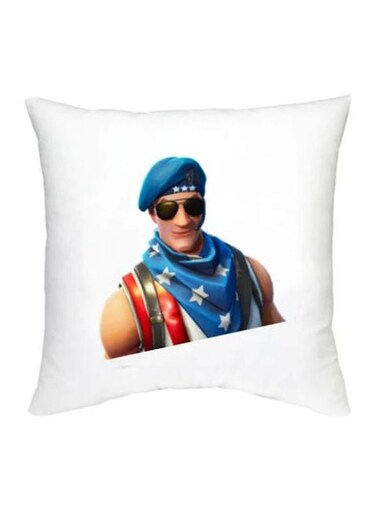 Fortnite Character Printed Decorative Cushion White/Beige/Blue 16x16inch