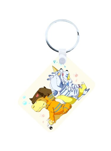 Anime Digimon Printed Keychain White/Yellow/Blue