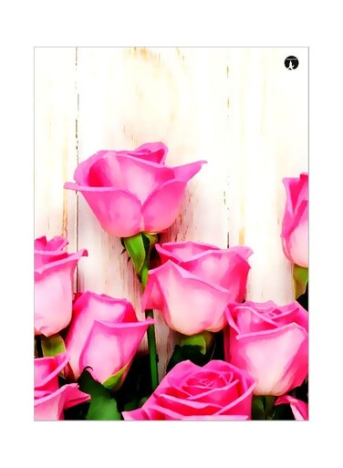 Flower Themed Metallic Plate White/Pink/Green 20x15cm