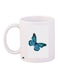 Butterfly Printed Coffee Mug White/Blue/Black 11ounce