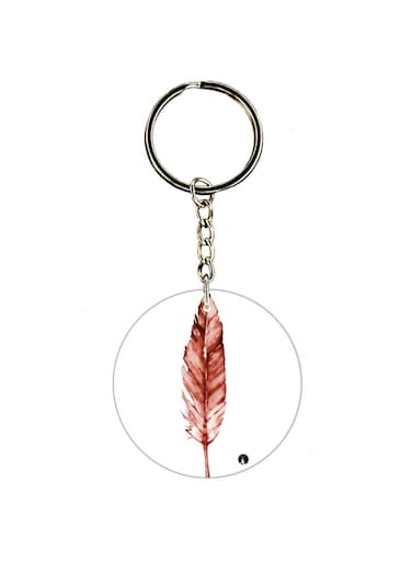 Feather Printed Dual Sided Keychain