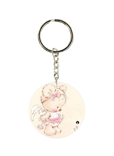 Bear Patterned Single Sided Keychain
