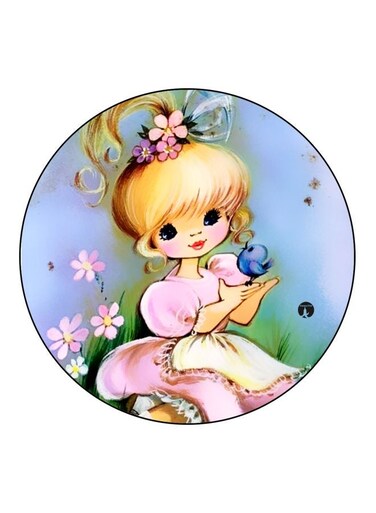 Cartoon Printed Fridge Magnet Pink/Blue/Green 5.5cm