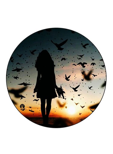 Girl Printed Fridge Magnet Round Multicolour