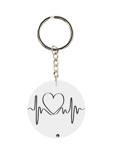 Heart Printed Single Sided Keychain