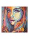 Colourful Girl Themed Canvas Painting With Frame Blue/Brown/Red 50x50cm