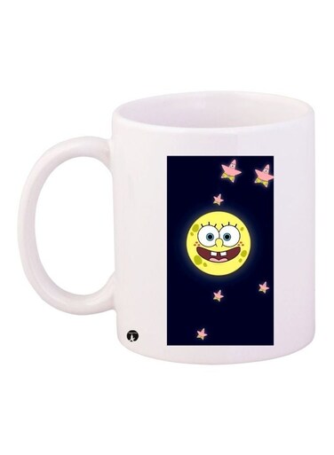 SpongeBob Printed Coffee Mug White/Blue/Yellow 11ounce
