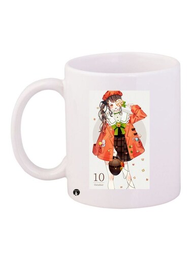 Cartoon Girl Printed Coffee Mug White/Red/Green