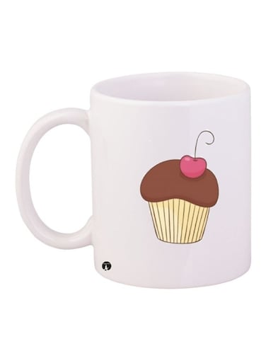 Printed Coffee Mug White/Brown/Pink