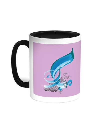 Congratulations On Eid Printed Coffee Mug Black/White 11ounce