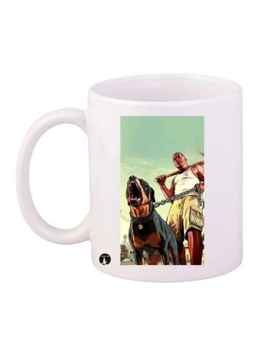 Grand Theft Auto Printed Coffee Mug White/Brown/Green
