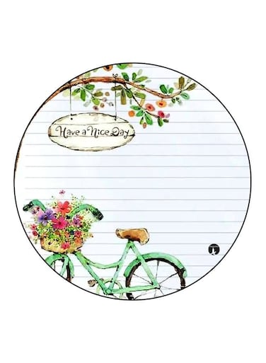 Cycle Printed Fridge Magnet White/Green/Pink 5.5cm