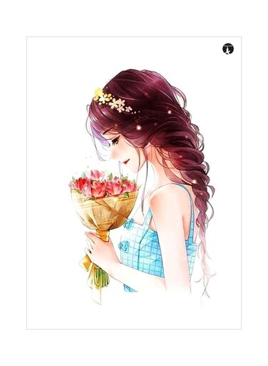 Anime Girl Themed Metallic Plate Beige/Blue/Maroon 20x15cm