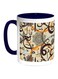 Arabic Letters Printed Coffee Mug Blue/White/Orange 11ounce